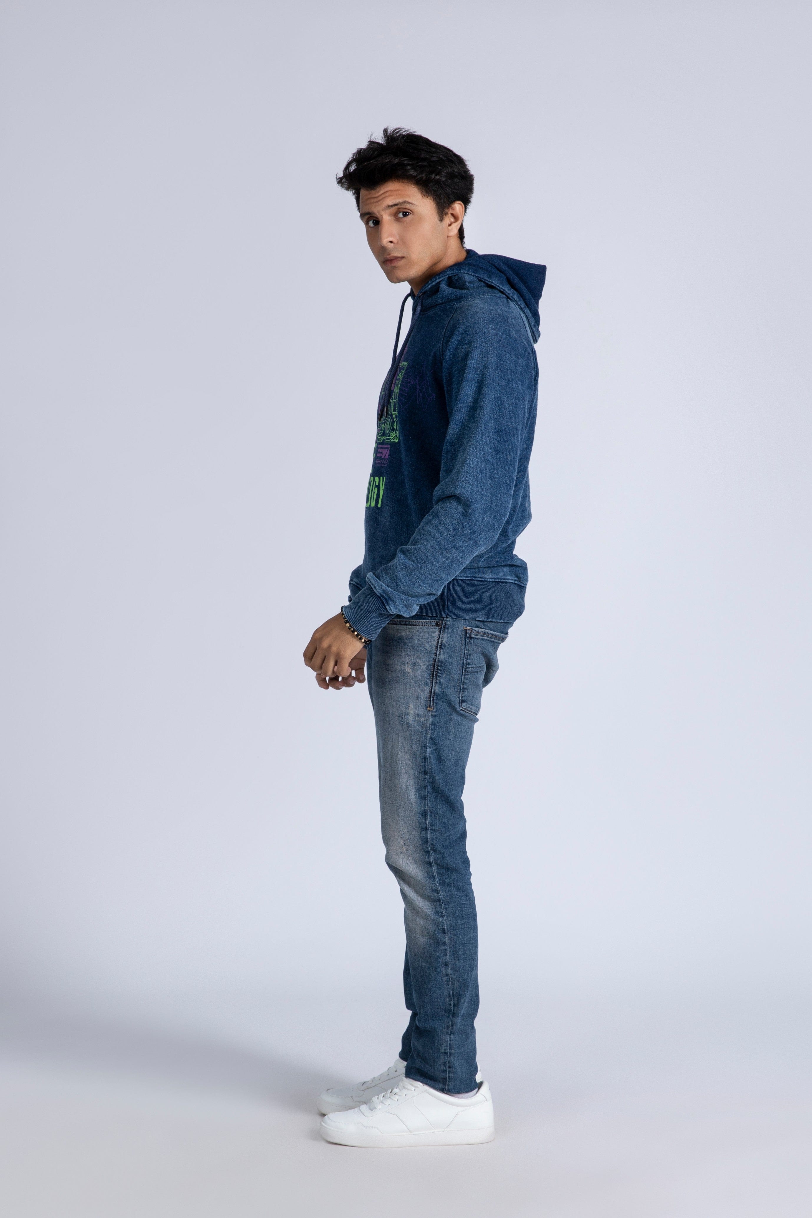 Graphic Denim Hoodie