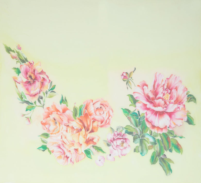 Hand-Painted Floral Scarf