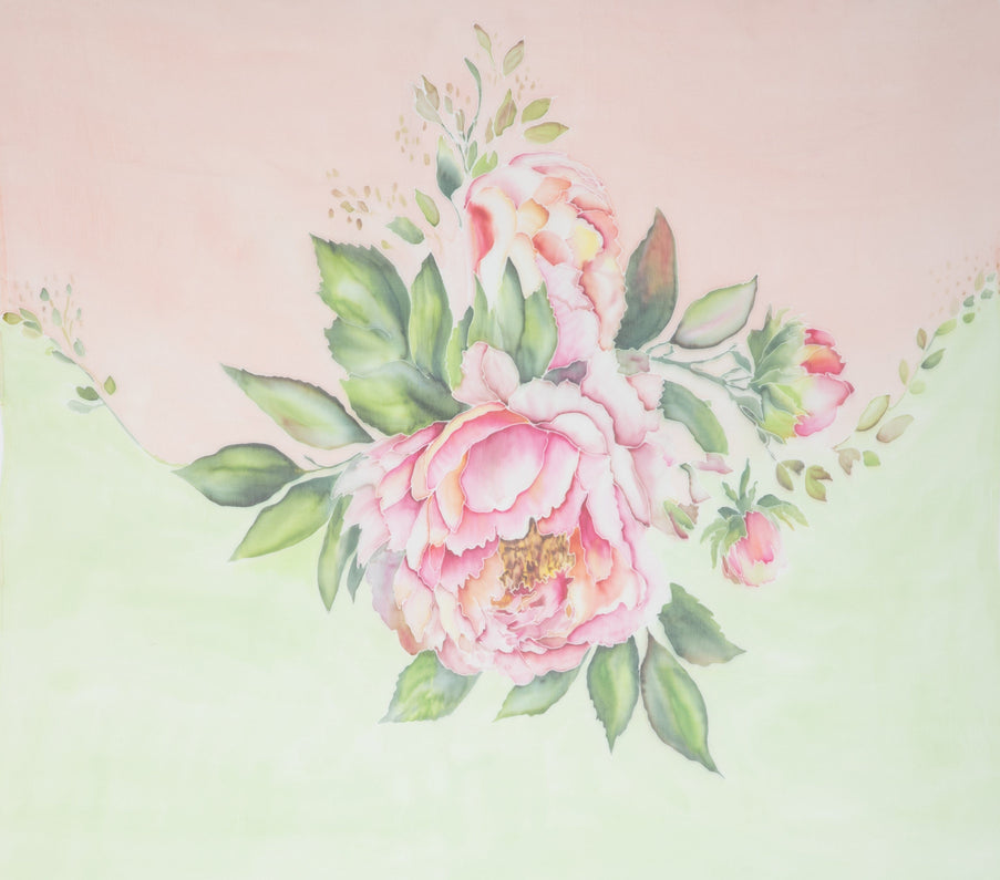 Hand-Painted Floral Scarf