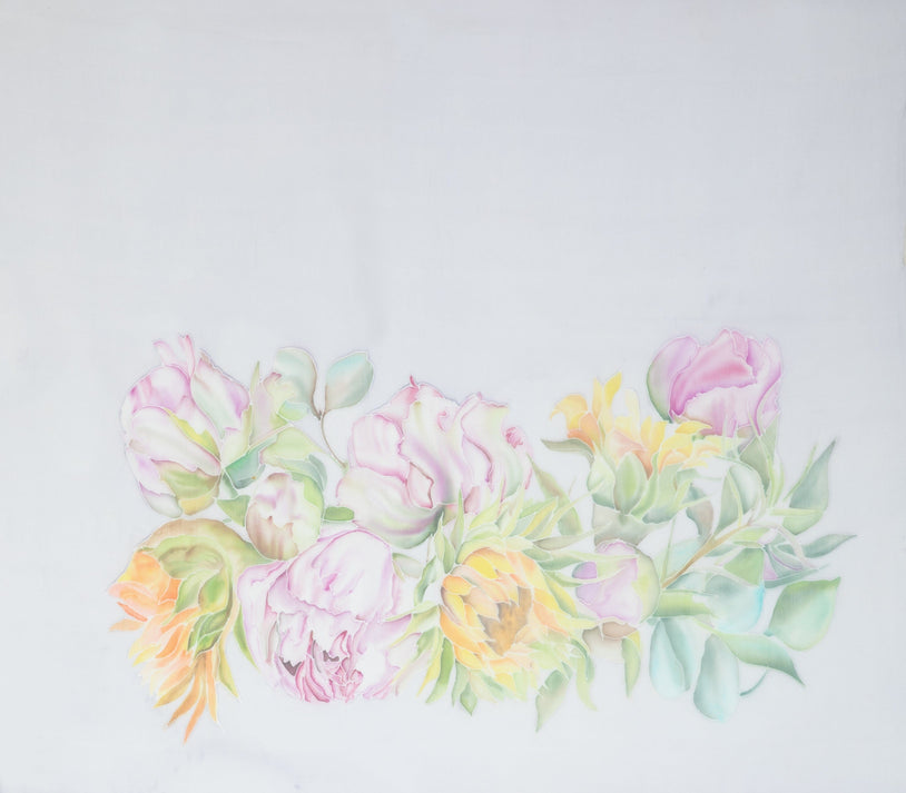 Hand-Painted Floral Scarf