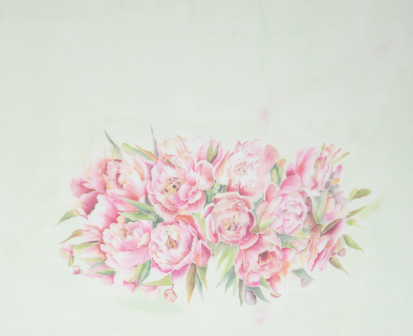 Hand-Painted Floral Scarf