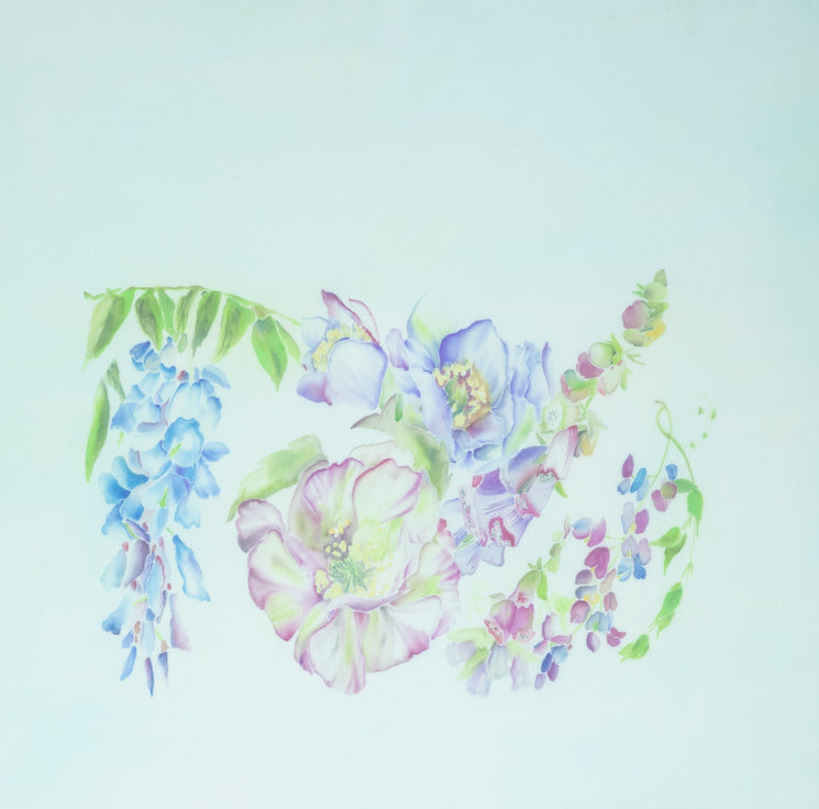 Hand-Painted Floral Scarf