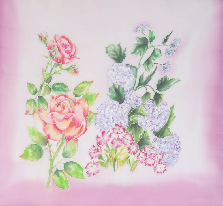 Hand-Painted Floral Scarf