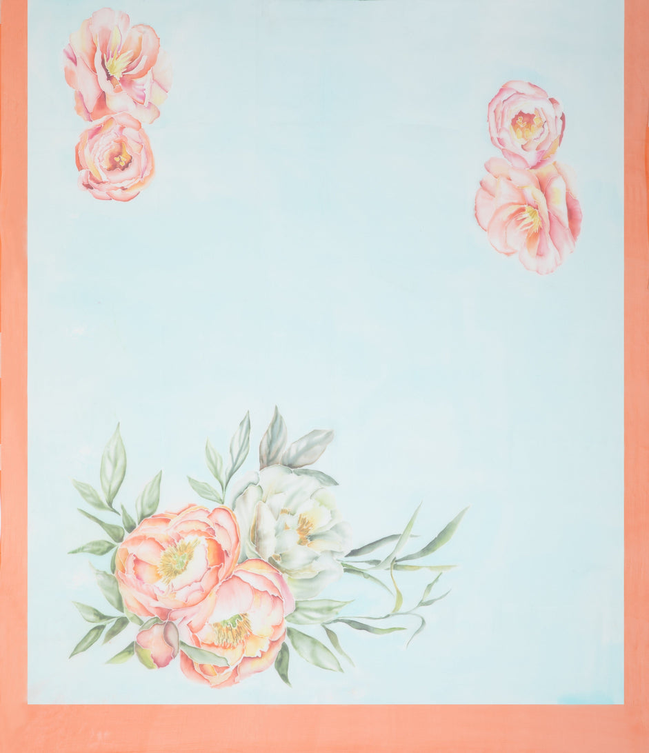 Hand-Painted Floral Scarf