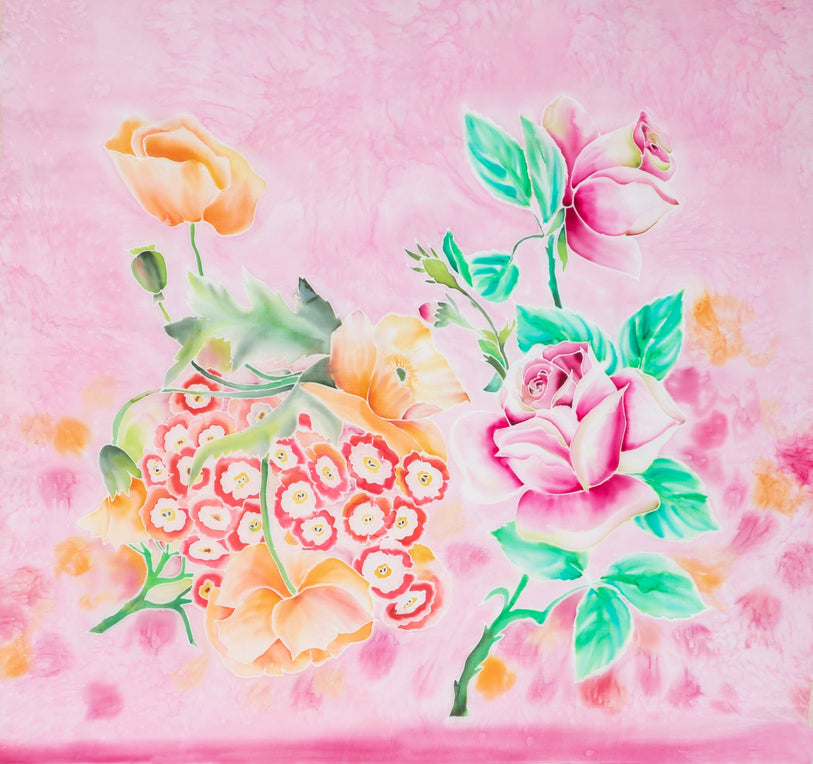 Hand-Painted Floral Scarf