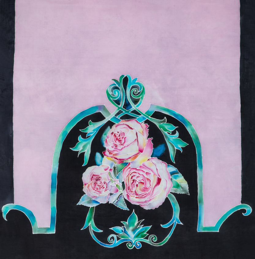 Hand-Painted Floral Scarf