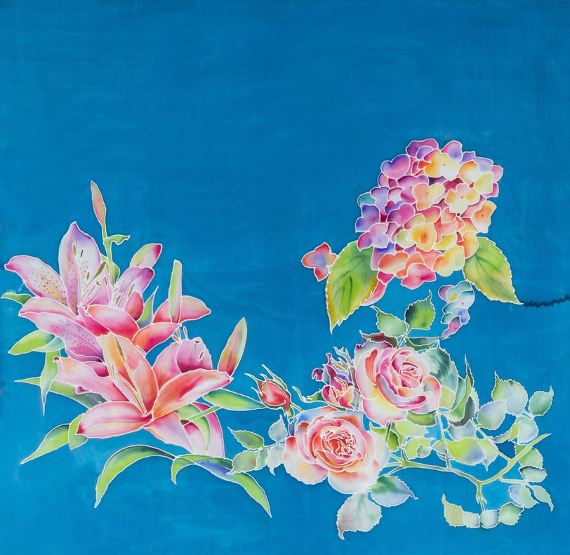Hand-Painted Floral Scarf