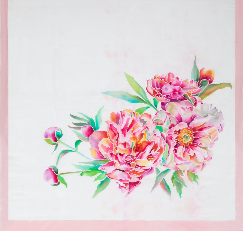 Hand-Painted Floral Scarf