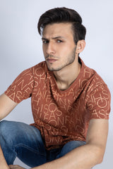 Over dye tee with AOP