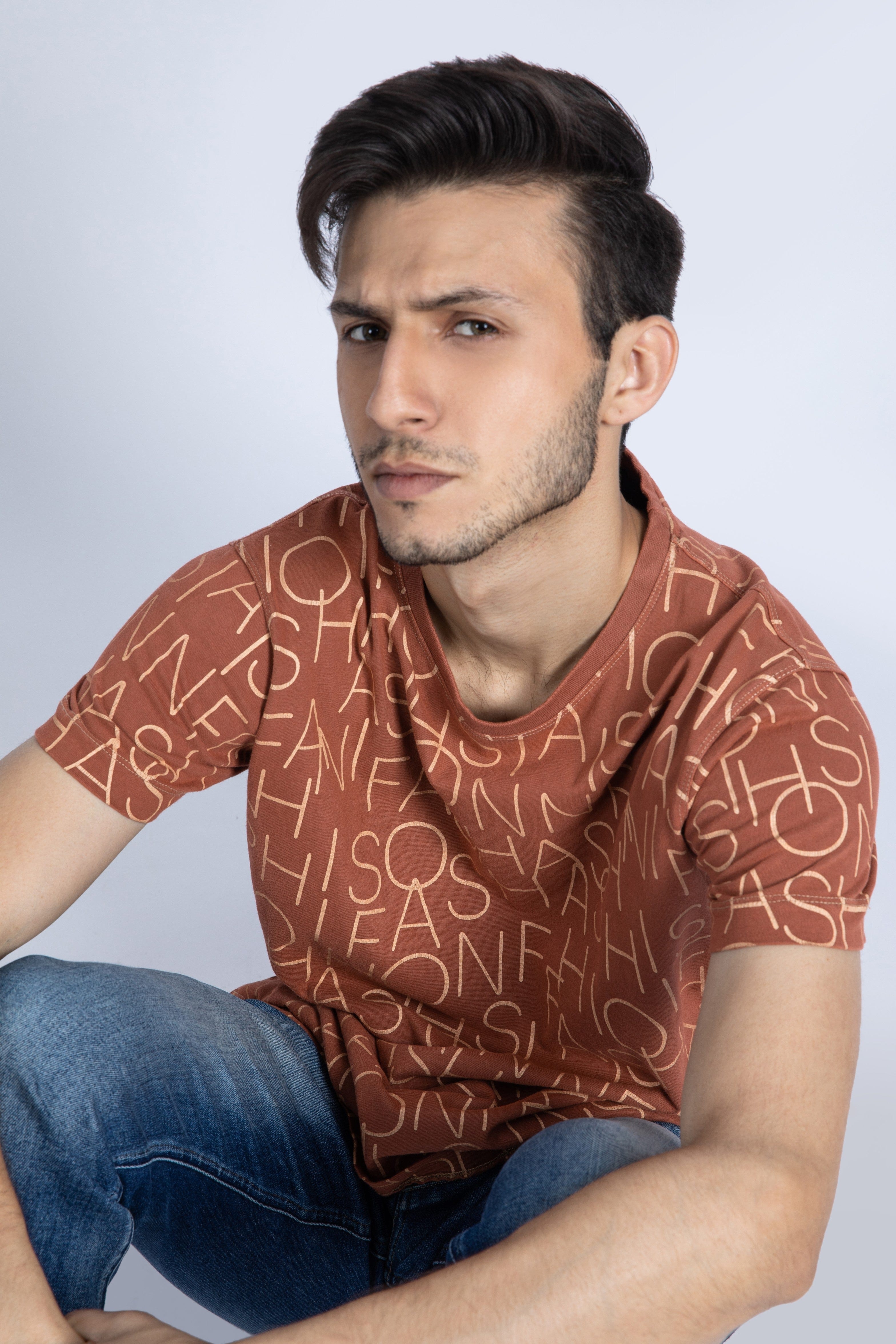 Over dye tee with AOP