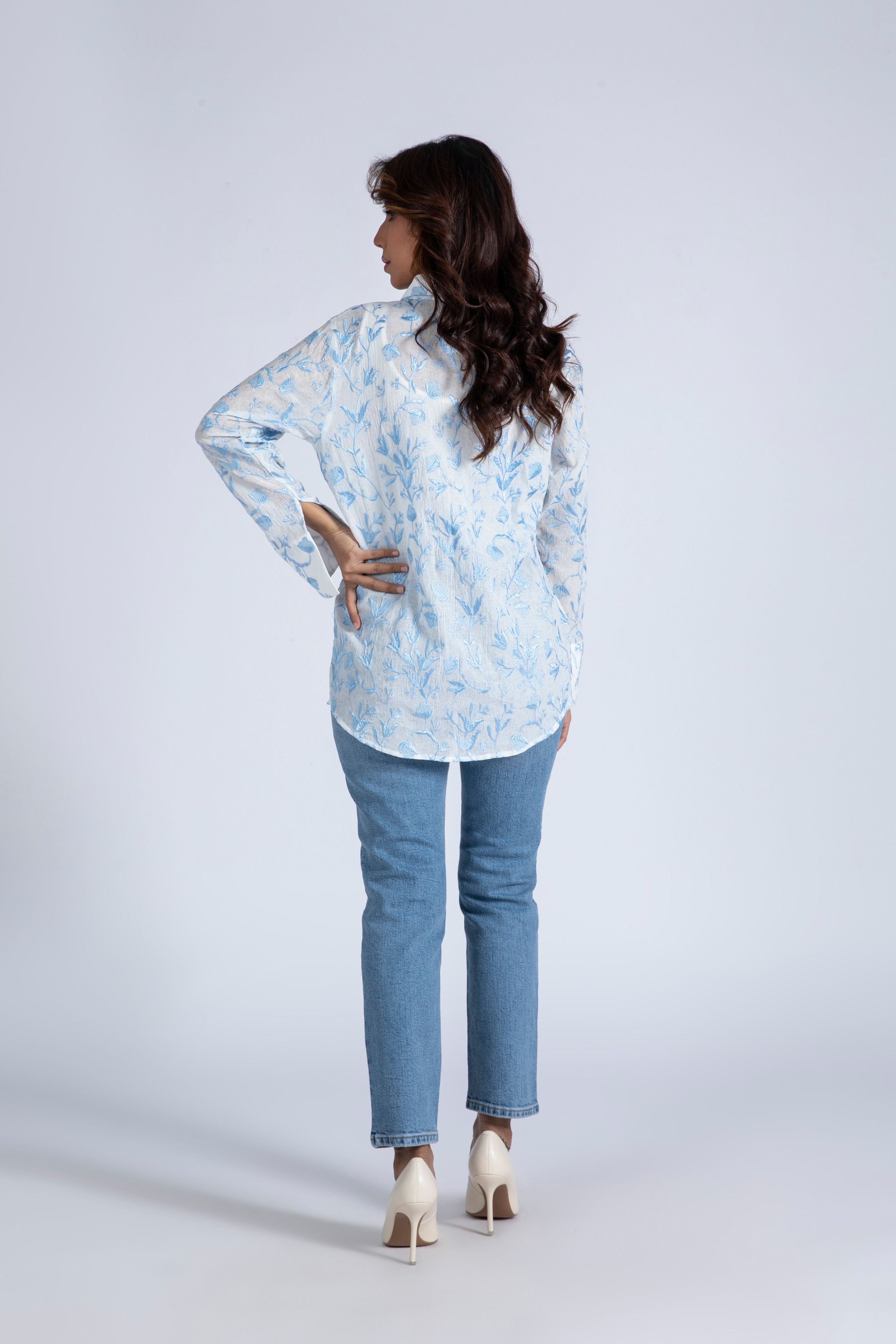 Embroidered Crinkled Top