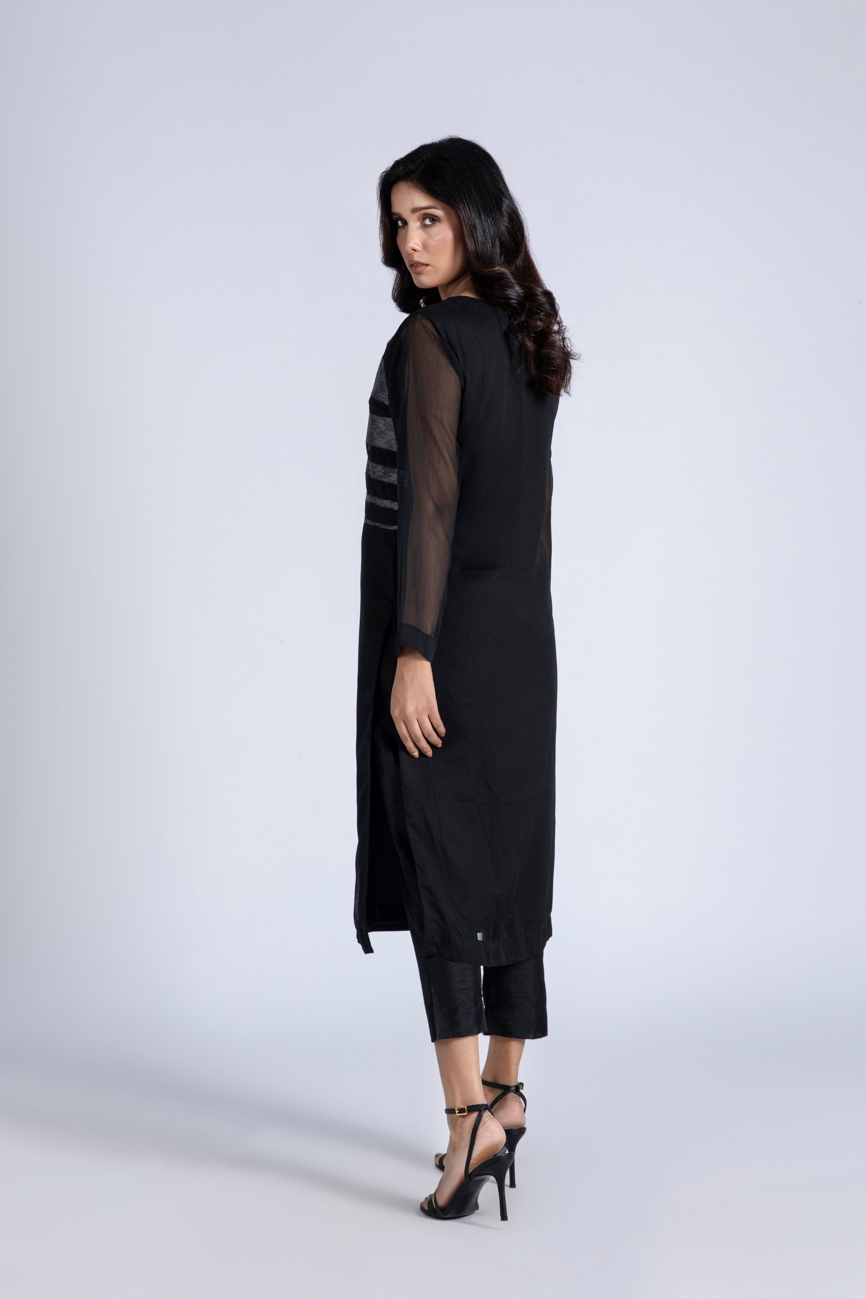 Linen Sleeveless Embroidered Dress Set