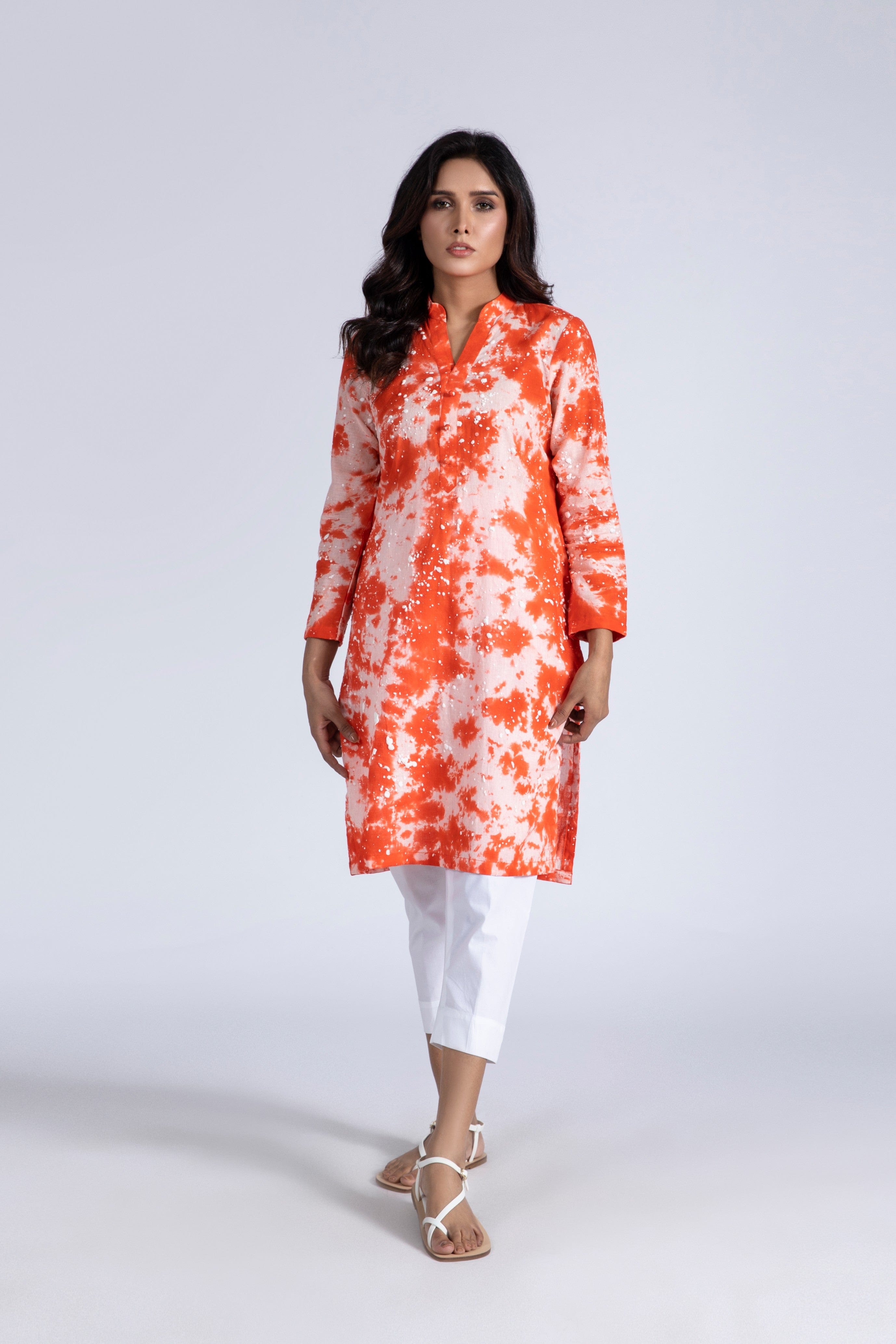 Puff Print Linen Top