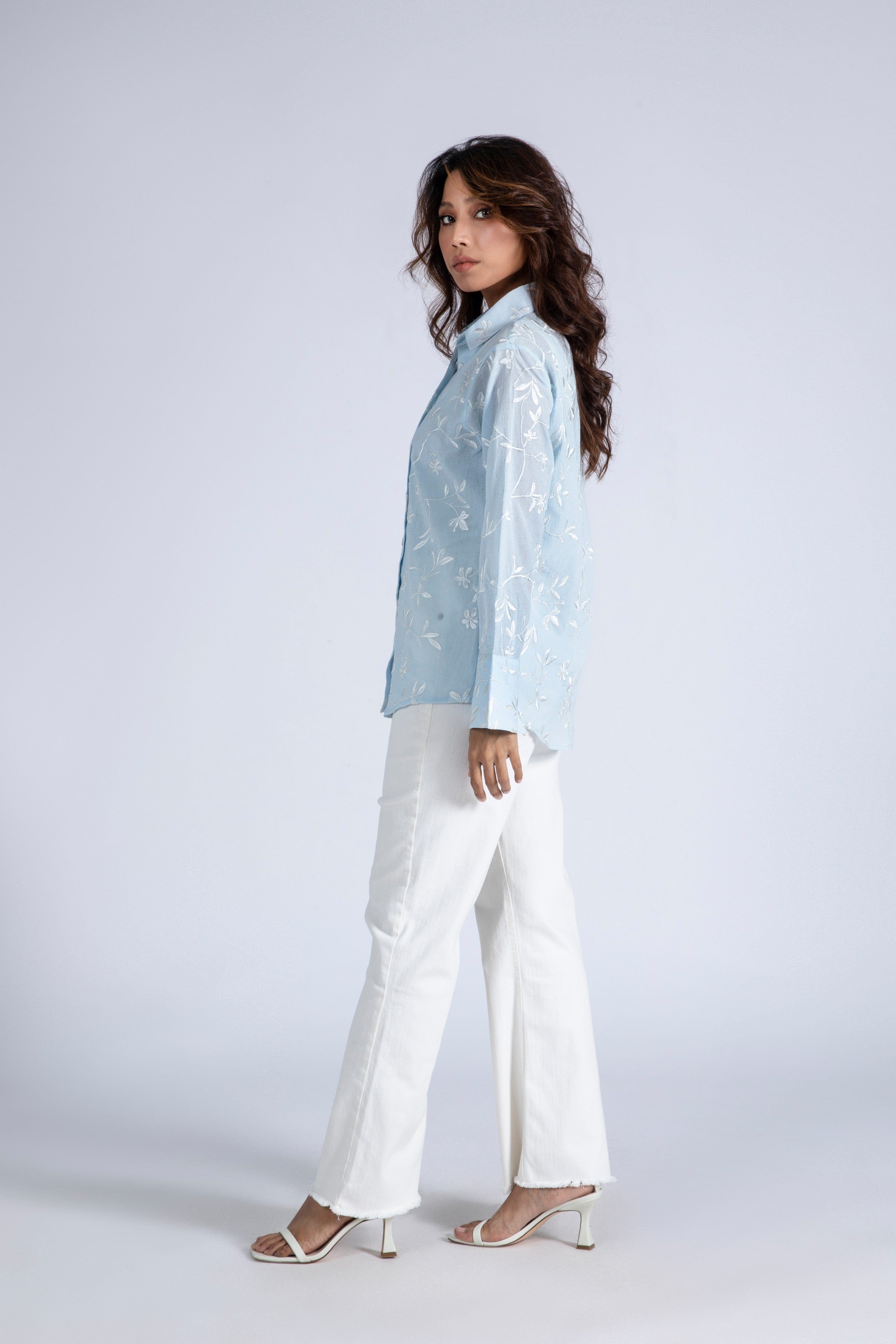 Embroidered Crinkled Top