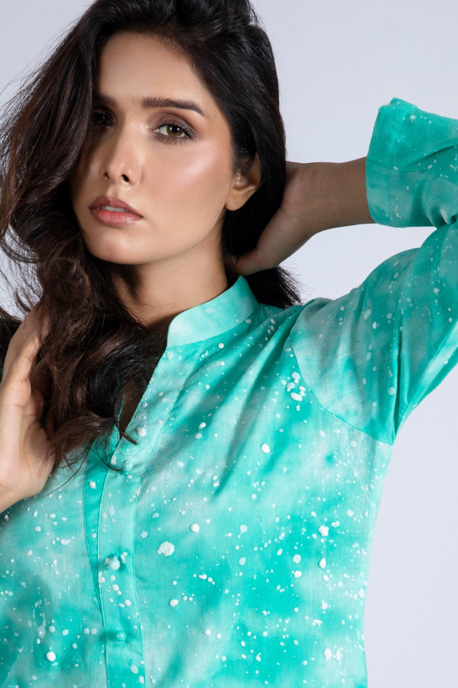 Puff Print Linen Top