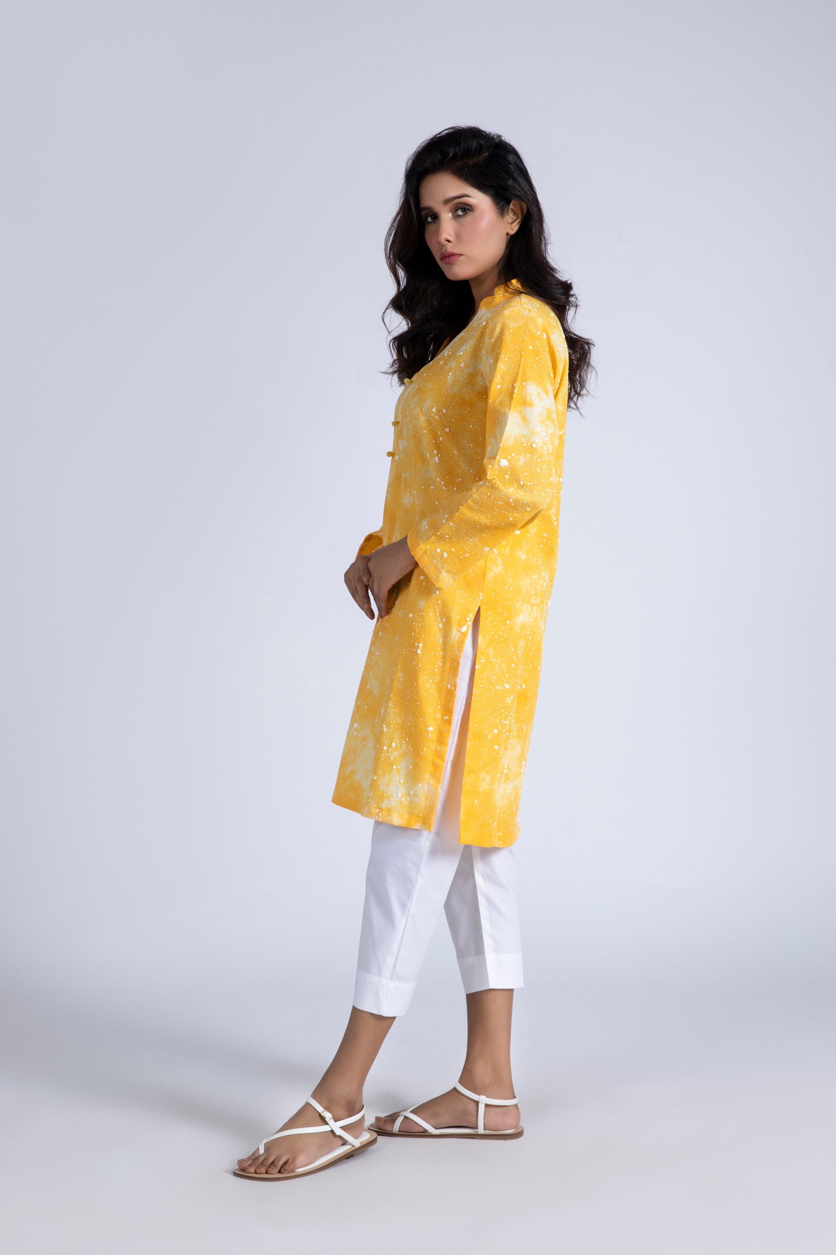 Puff Print Linen Top