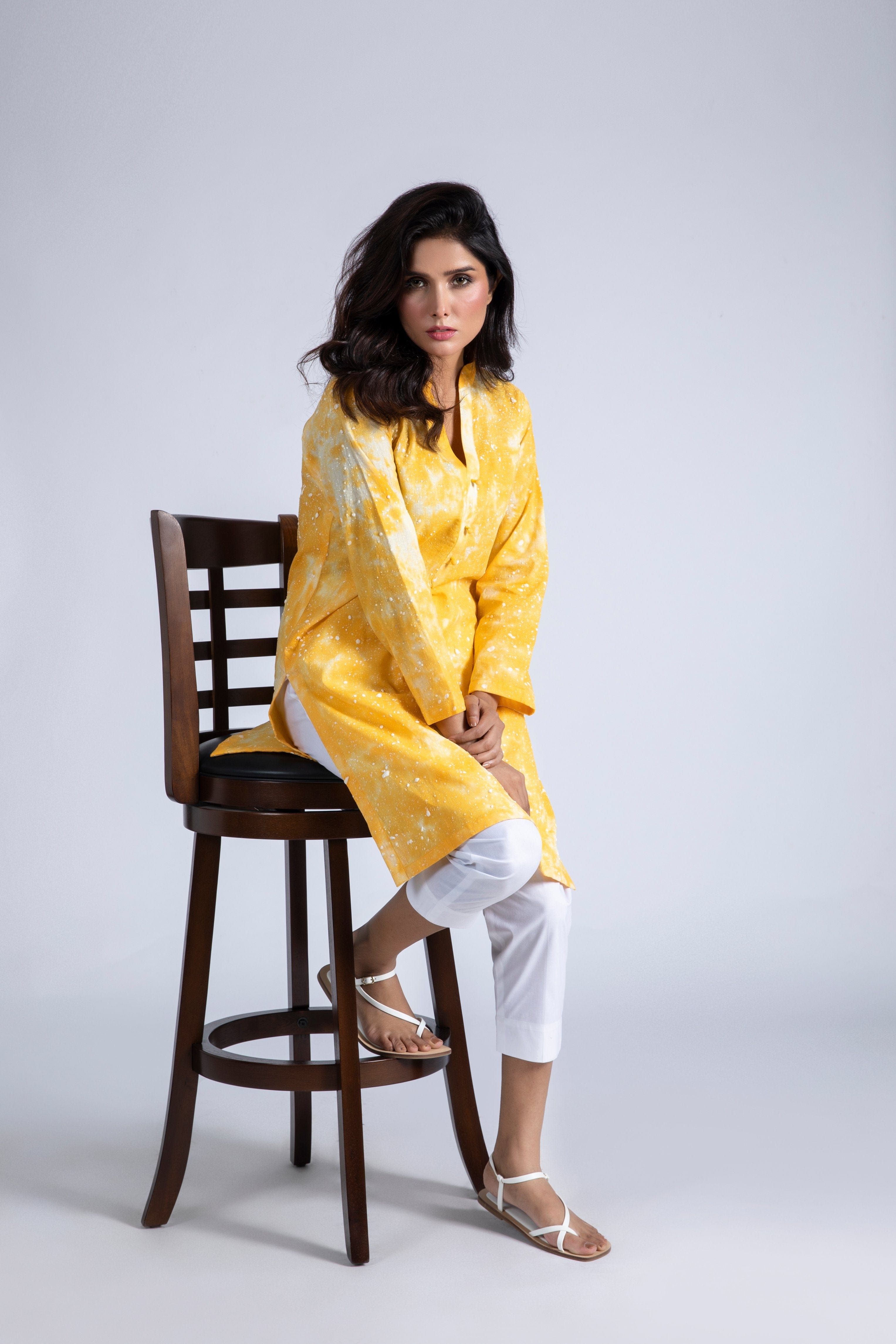 Puff Print Linen Top