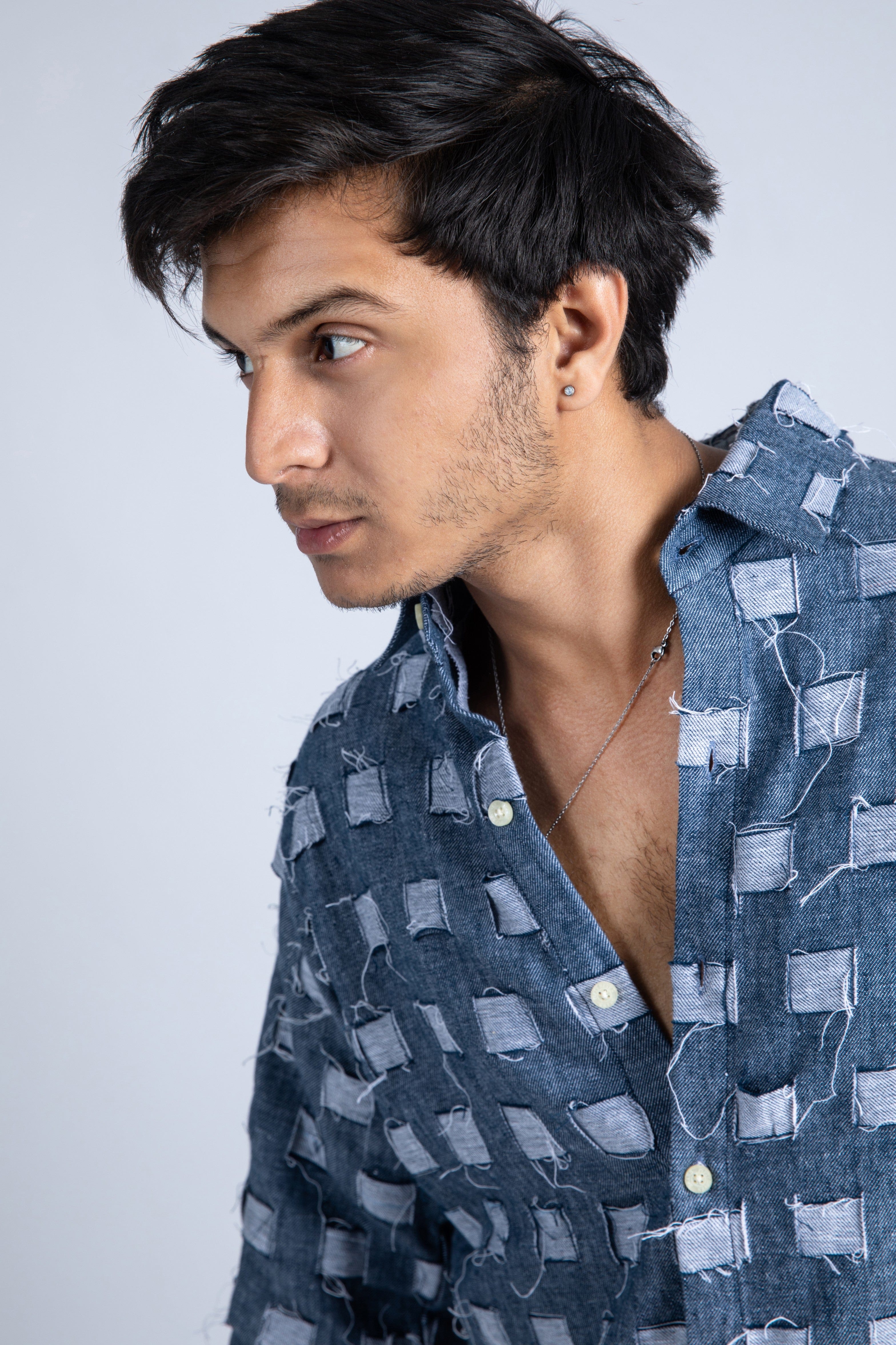 Faux Denim Taped Shirt