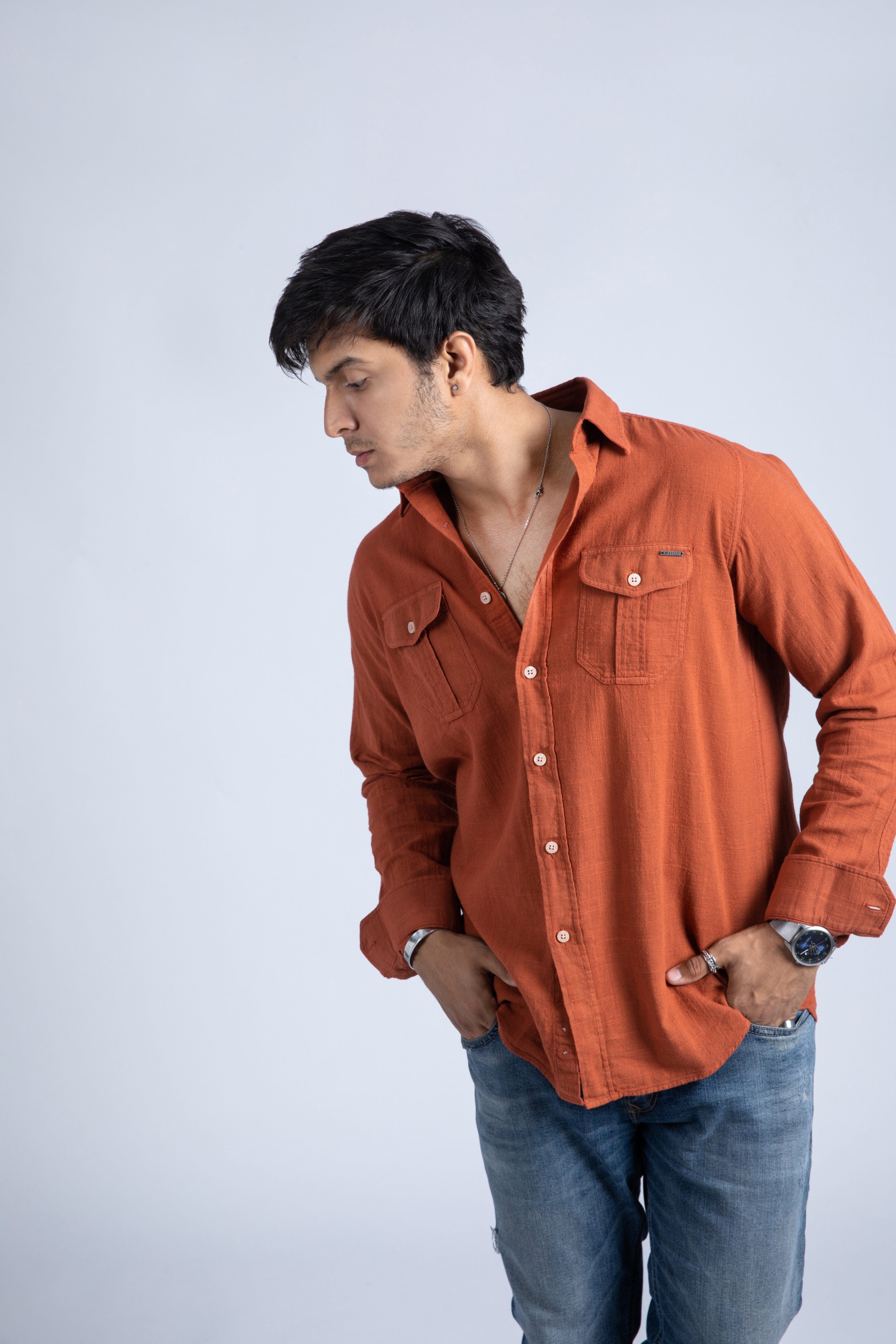 Slubbed Linen Over Dye Shirt