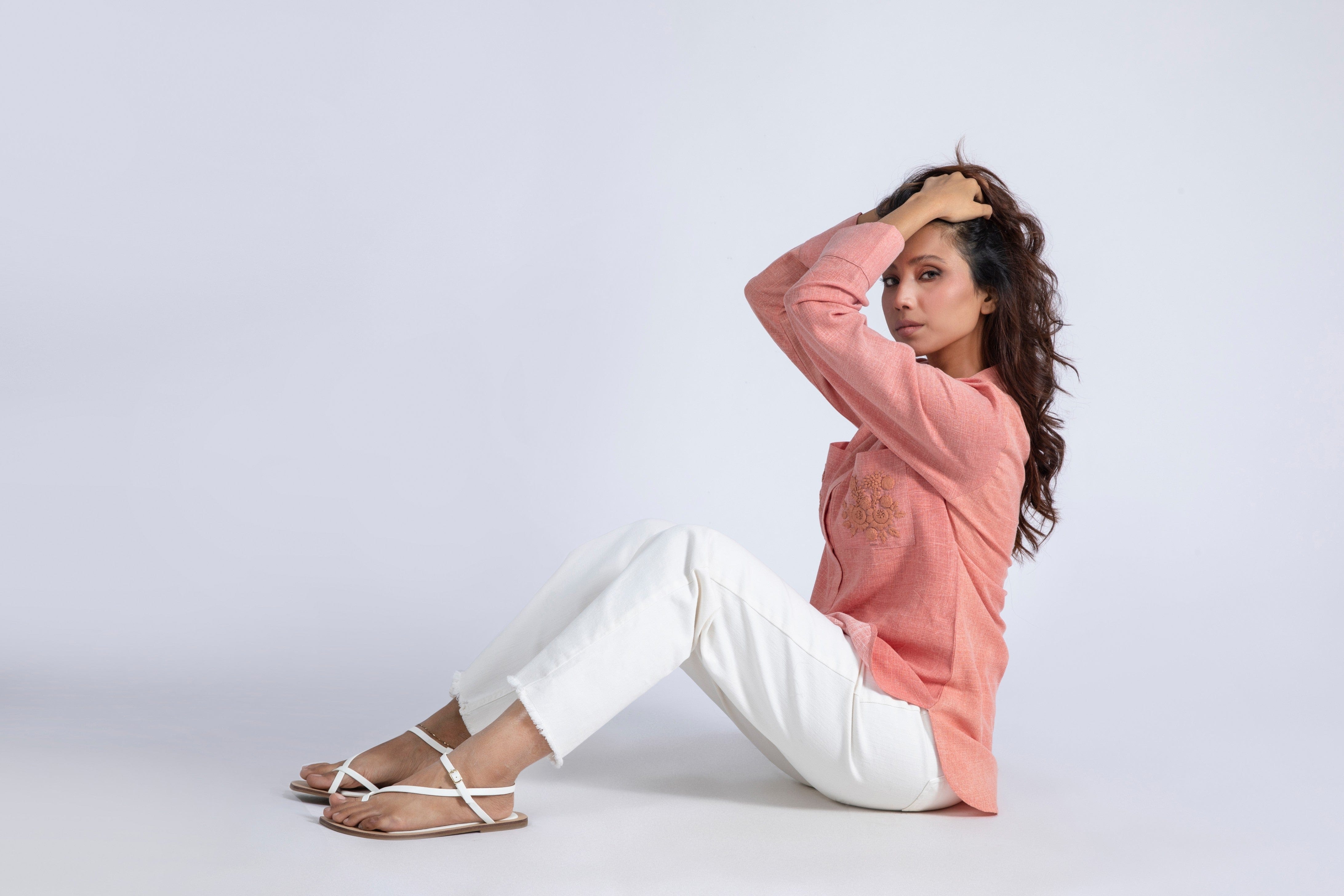 Hand Embroidery Linen Top