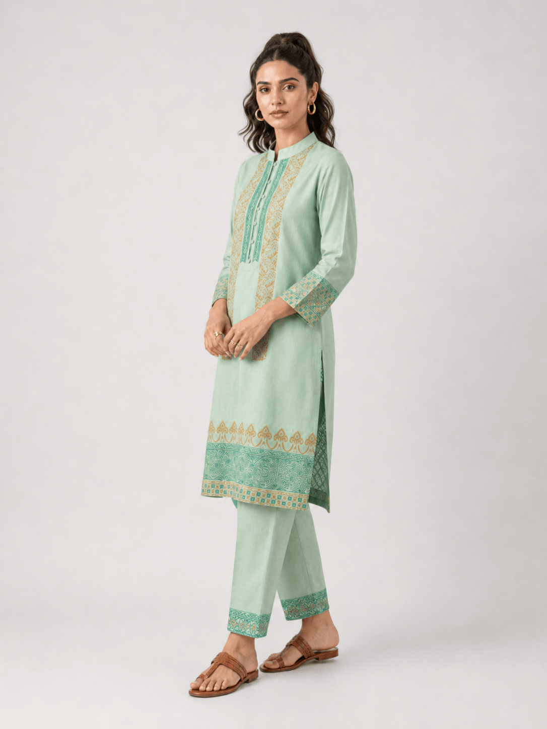 Mint Green Block Print Set