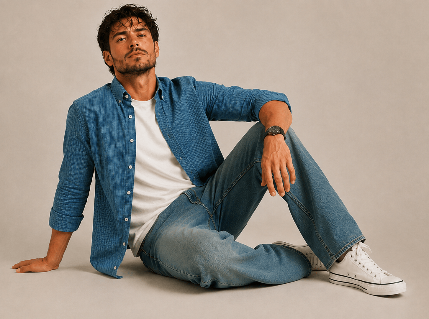 Men's 3D mini-waffle 100% cotton Vintage Washed Shirt