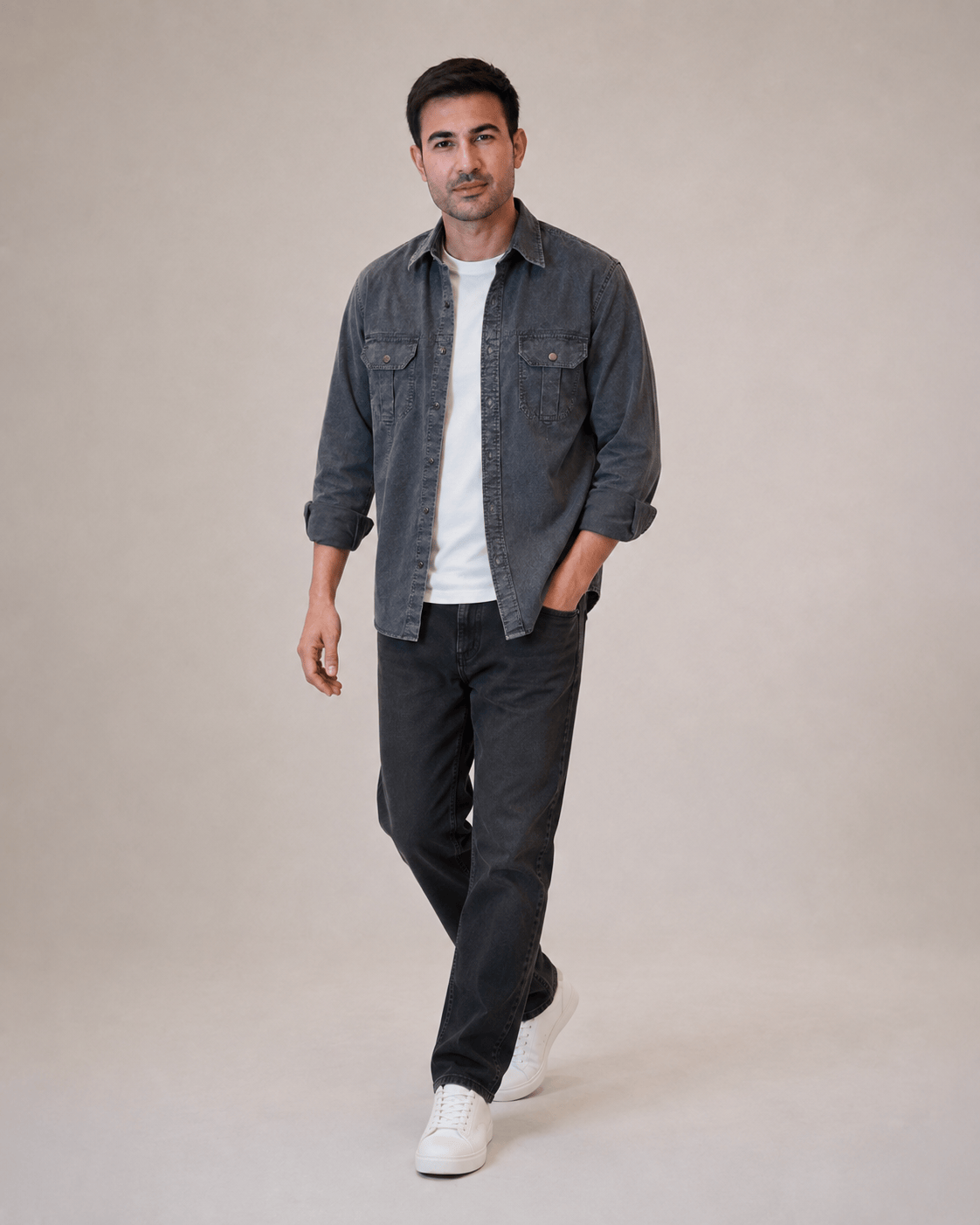Men's Paper Cotton Carbon Wash Overshirt