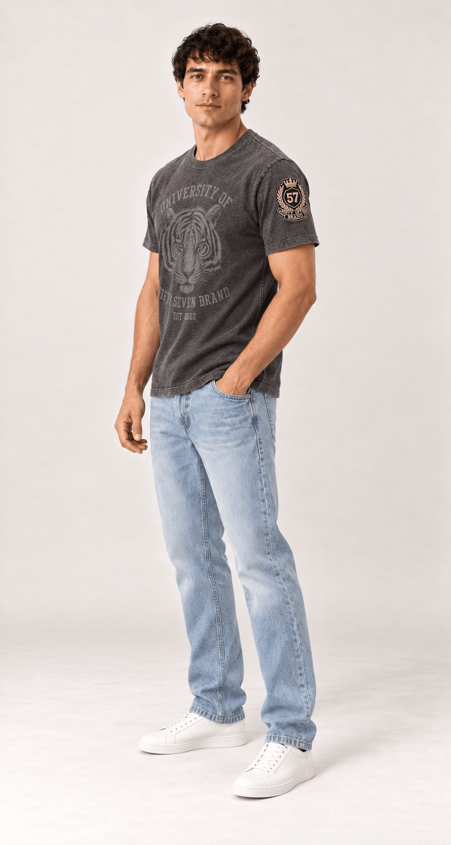 Men's 100% cotton True Denim Collegiate Tiger Tee