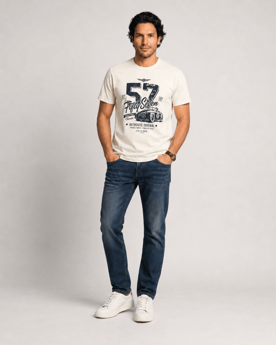 Men’s Vintage Racing Graphic Cotton T-Shirt