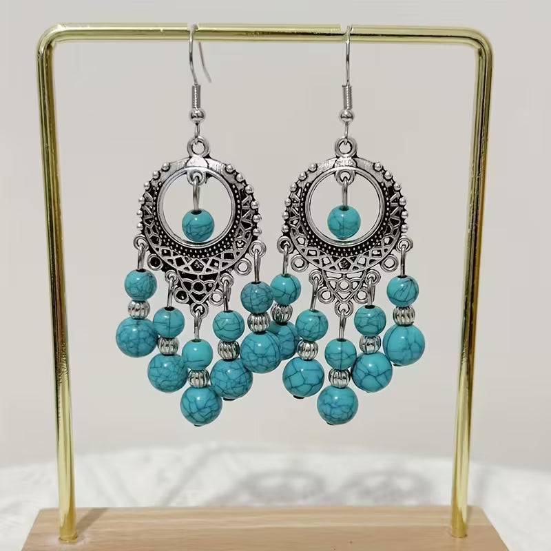 Bohemian Tassel Turquoise Earrings