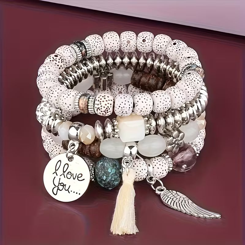 Bohemian Ethnic Style Winged Tassel Beaded Bracelets