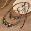 Vintage Boho Wooden Bead Jewelry Set