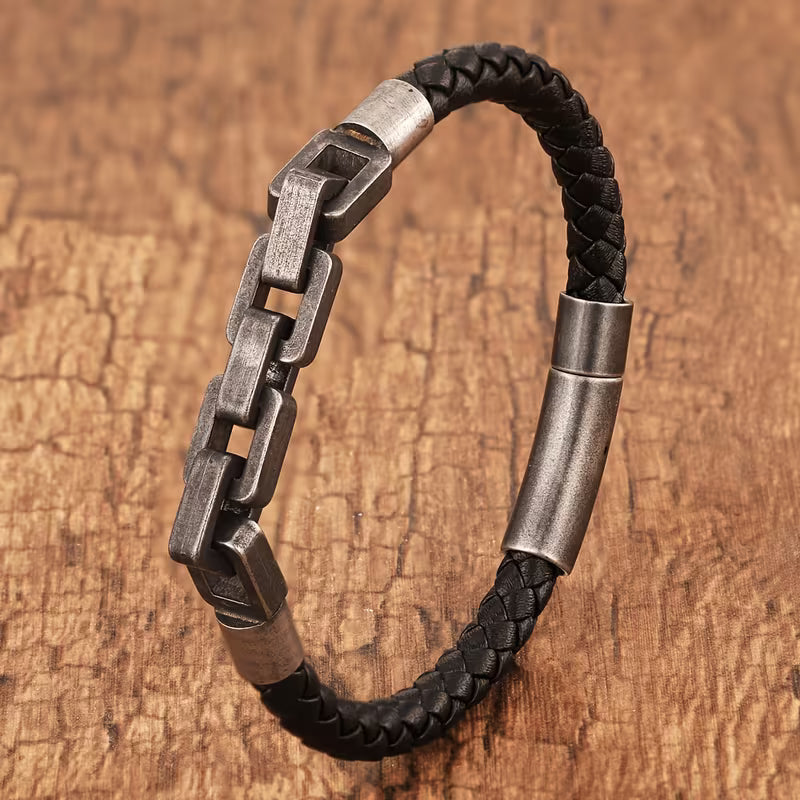 Men's Braided Faux Leather Bracelet