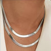 Minimalist Layered Flat Snake Chain Necklace