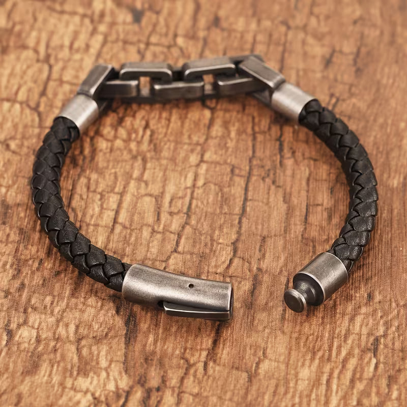 Men's Braided Faux Leather Bracelet