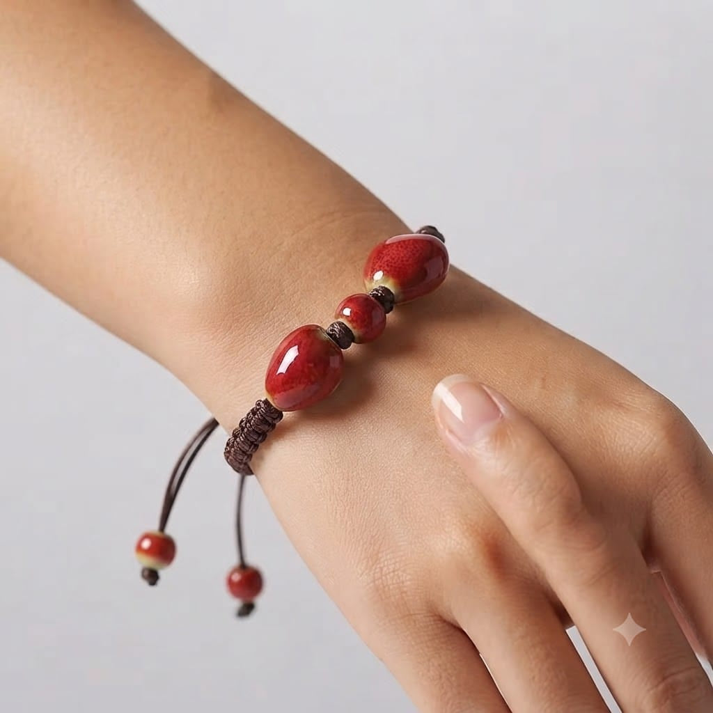 Handmade Boho Ceramic Heart Bracelet