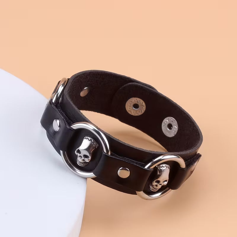 Punk Skull PU Leather Bracelet