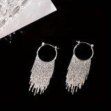 Golden-plated Chain Tassel Earrings