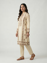 Beige Block Print Kurta Set
