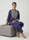 Elegant Navy Blue Embroidered Kurta Set