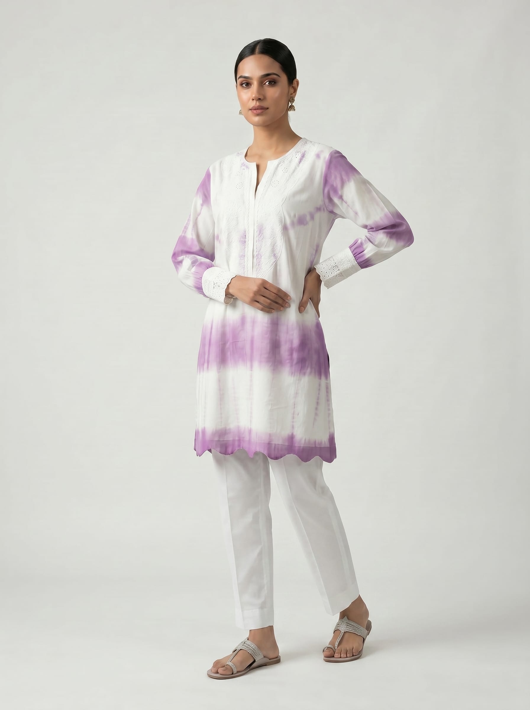 Lavender Tie-Dye Kurta Set
