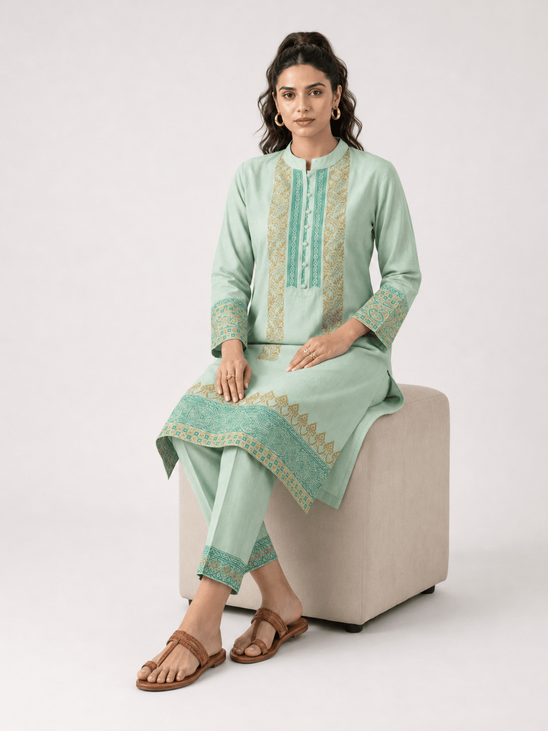 Mint Green Block Print Set