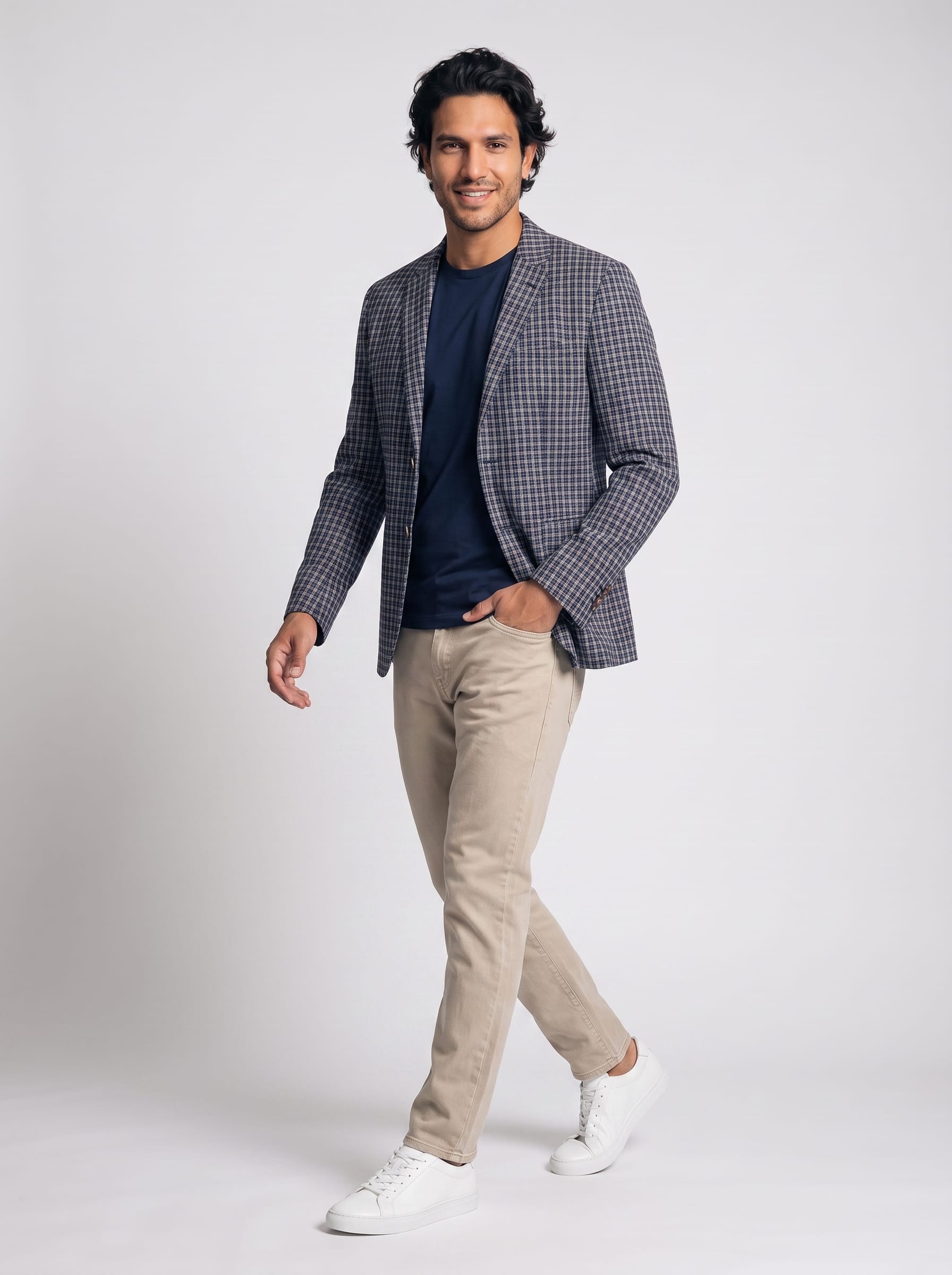 Men’s 100% Cotton Checkered Blazer