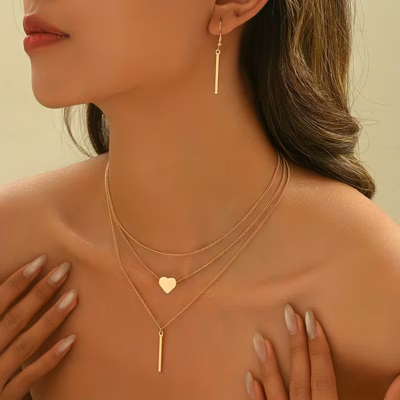 Bohemian Heart Necklace & Earrings Set