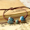 Handmade Bohemian Ceramic Heart Adjustable Bracelet β Blue Heart Bead