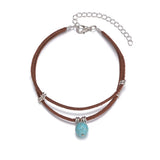 Bohemian Turquoise Pendant Double-Layer Velvet Anklet