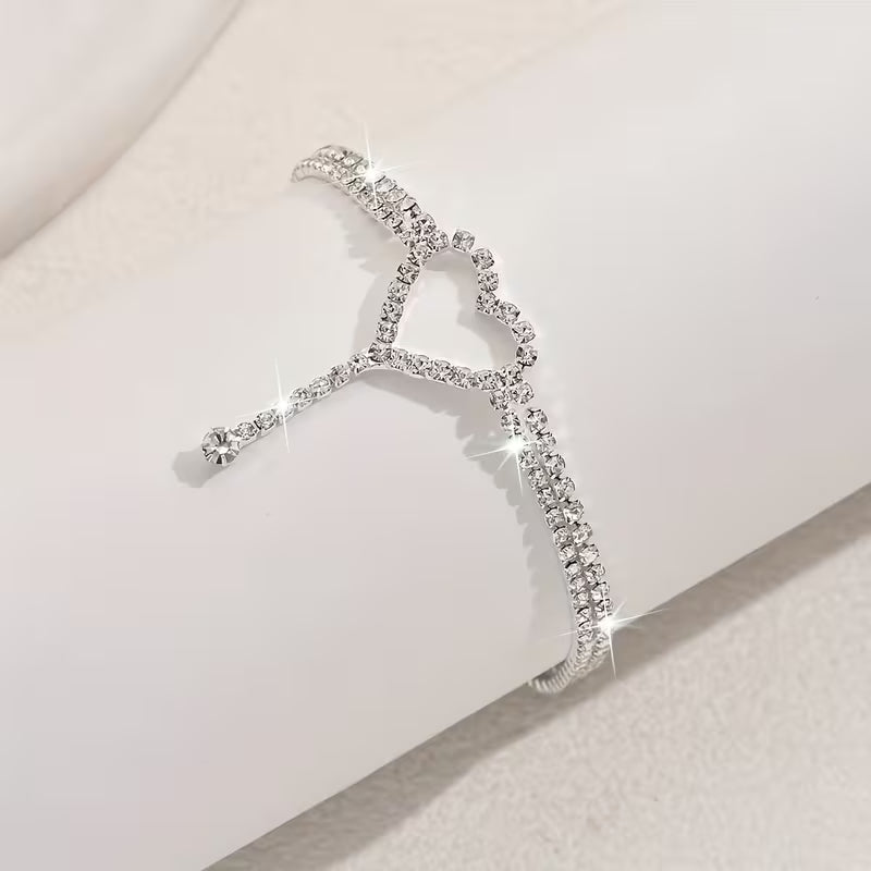 Double-Layer Heart Charm Anklet