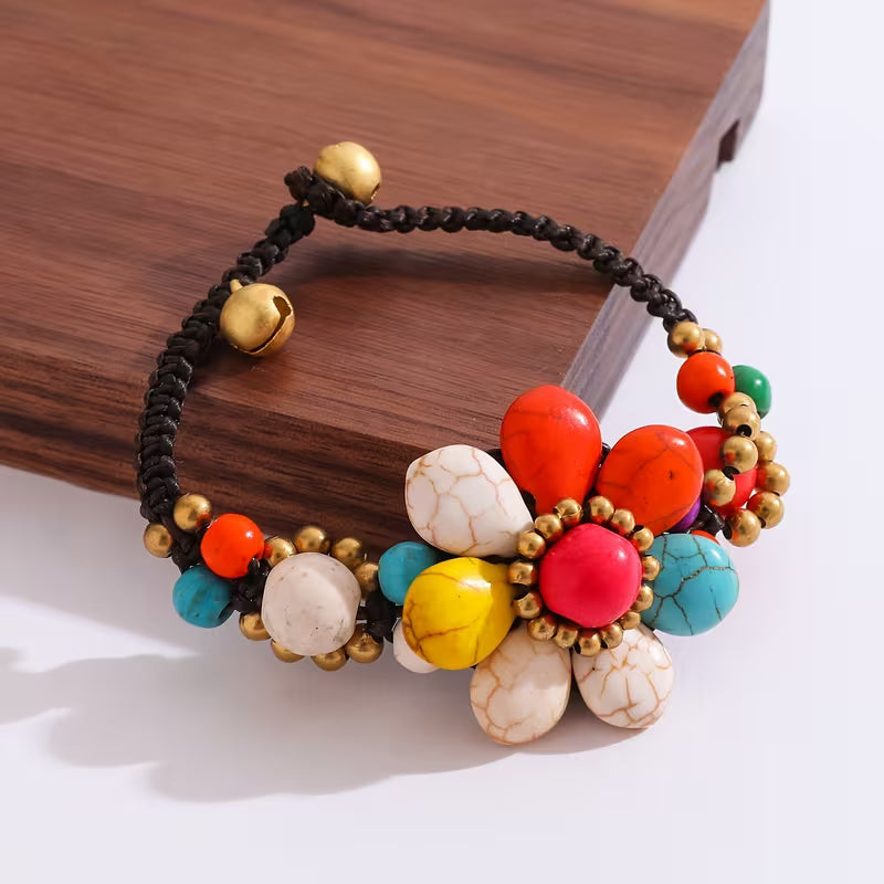 Bohemian Turquoise Flower Bead Bracelet