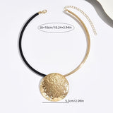 Hammered Disc Pendant Necklace –