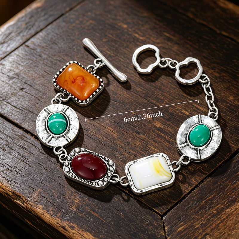 Bohemian Multi-Stone Beeswax Texture Bracelet